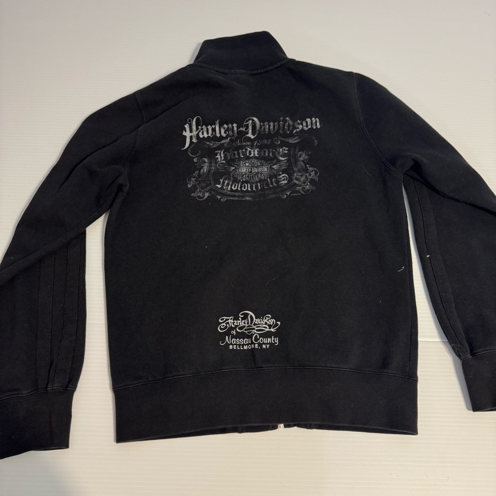 Harley-Davidson Black Full Zip Mock Neck Sweatshirt Jacket Nassau County Medium